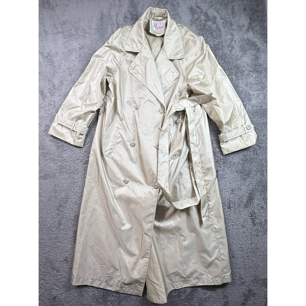 Vintage Totes Womens Rain Jacket Belted Coat NWOT Satin Gold Beige Size 14